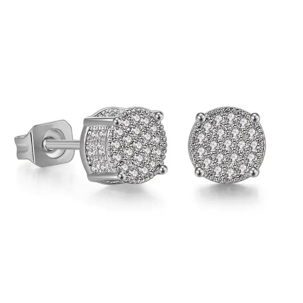 Silver Iced Out Zircon Earrings